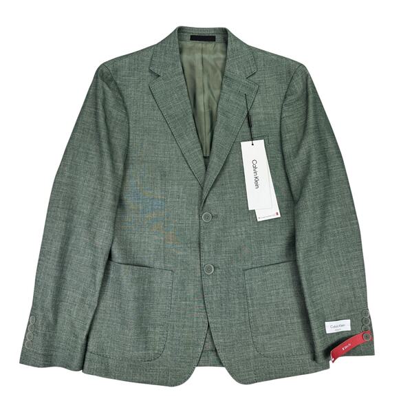 Calvin Klein Mens Mariano Slim Fit Stretch Sport Coat Forest Green 37S